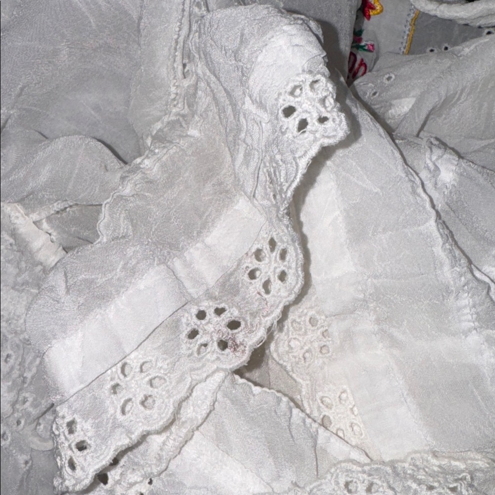 Johnny Was Size Extra Small Egg Shell Off White Sheer Tunic Long Sleeve Top Cute - Picture 6 of 15